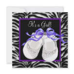 Baby Shoes Purple Zebra Baby Girl Shower invitations