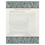 Baby Shower Advice for New Mom - Blue Brown Damask Flyer