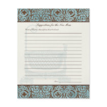 Baby Shower Advice for New Mum - Blue Brown Damask