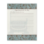 Baby Shower Advice for New Mum - Blue Brown Damask flyers