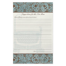 Baby Shower Advice for New Mum - Blue Brown Damask
