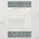 Baby Shower Advice for New Mum - Blue Brown Damask Full Colour Flyer