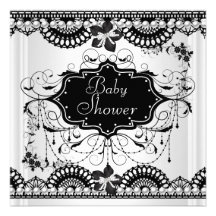 Baby Shower Baby Black White Girl or Boy Custom Announcements