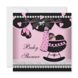 Baby Shower Baby Girl Pink Black Pearl Lace