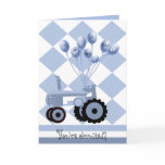 Baby Shower Blue Tractor with Balloons Card