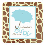 Baby Shower Blue Umbrella & Giraffe Print