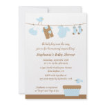 Baby shower boy birds laundry party invitation