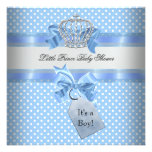 Baby Shower Boy Blue Little Prince Crown Custom Announcement