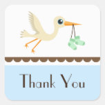 Baby shower boys blue stork thank you stickers
