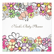 Baby Shower Bright Blossoms Custom Invitation