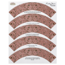 Baby Shower Cupcake Wrappers - Pink Brown Damask