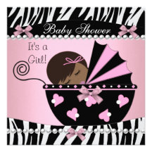 Baby Shower Cute Baby Girl Pink Zebra Print Custom Announcement