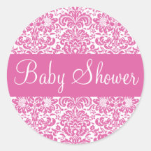 Baby Shower Damask Envelope Sticker Seal