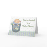 Baby Shower Denim Green Invitation Cards