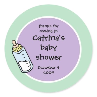 Baby Shower Favour Sticker - Baby Bottle by cutietoots