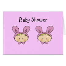 Baby shower for girl twins greeting card
