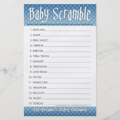 Baby Shower Game - Baby Word Scramble Flyer Design