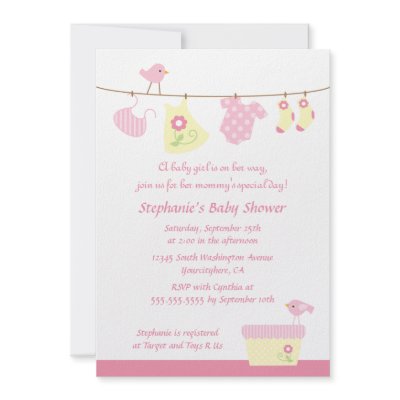 Baby shower girl birds laundry party invitation by Jamene