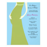 Baby Shower, GREEN Neutral Baby Bump, Personalized Invitation