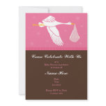 Baby Shower Invitation 5x7 - Pink and Brown