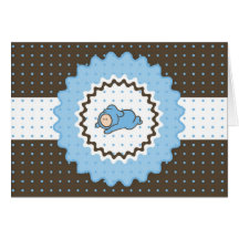 Baby Shower Invitation - Blue and brown Greeting Card