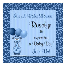Baby Shower Invitation Blue Giraffe