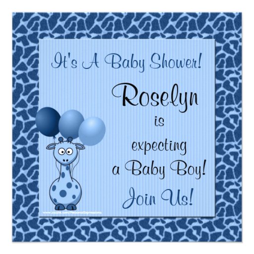 Baby Shower Invitation Blue Giraffe