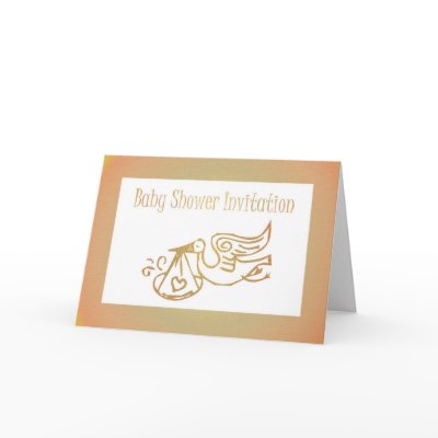Baby Shower Invitation Expecting baby stork Card by GOLDENJACKAL