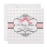 Baby Shower Invitation - French Bow Dot Swirl