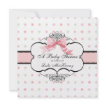 Baby Shower Invitation - French Bow Dot Swirl