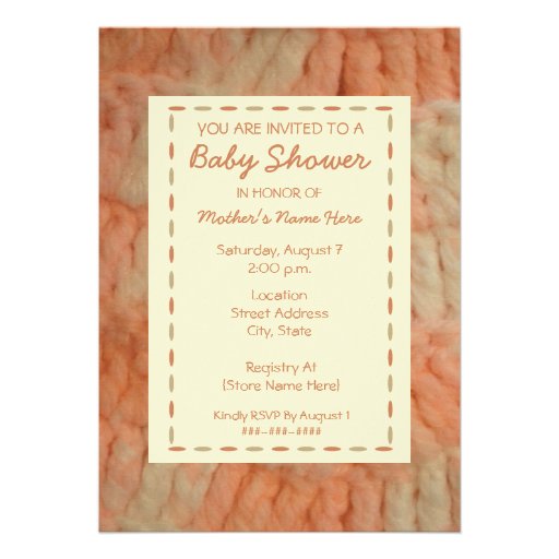 Baby Shower Invitation - Handmade Peach Blanket