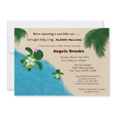 Baby Shower Invitation (Honu) Adorable Turtle BLUE by MonkeyHutDesigns