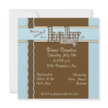 Baby Shower Invitation in Plaid with Brown