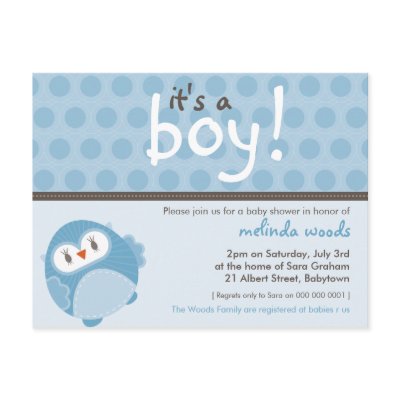 BABY SHOWER INVITATION :: it's a boy owl 7 by simplysweetart