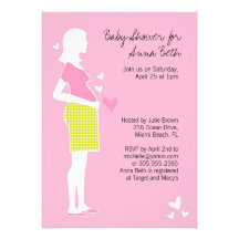 Baby Shower Invitation - Mum in Silhouette in Pink