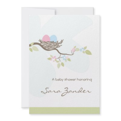 Baby Shower Invitation - Pink & Blue Twin Eggs by OrangeOstrichDesigns