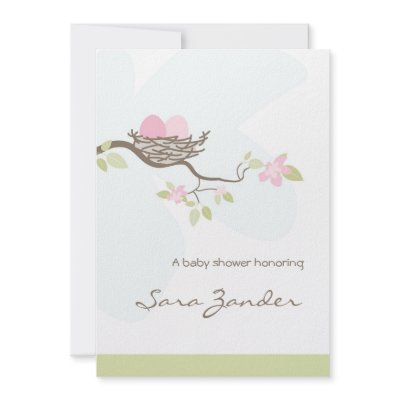 Baby Shower Invitation - Pink Twin Eggs in Nest by OrangeOstrichDesigns