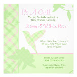 Baby Shower Invitation Plaid Hummingbird Pink & Gr