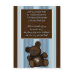 Baby Shower Invitation Teddy bear wtih poem BOY postcards