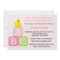 Baby Shower Invitation with Duckie and ABC blocks