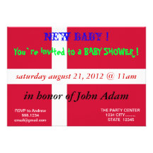 Baby Shower Invitation with Flag of Denmark