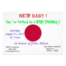 Baby Shower Invitation with Flag of Japan