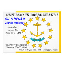 Baby Shower Invitation with Flag of Rhode Island