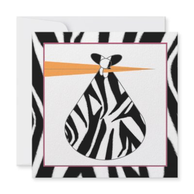 Baby Shower Invitation - Zebra Print Stork by thepinkschoolhouse