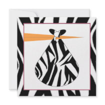 Baby Shower Invitation - Zebra Print Stork