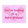 Baby Shower invitations with pink baby rattles Post Card