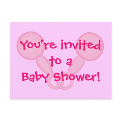 Baby Shower invitations with pink baby rattles by Cherylsart
