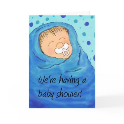 Baby Shower Invite Invitation Cute Boy Blue Card by icansketchu