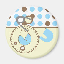 Baby Shower Magnet - Blue & Brown Polka Dot