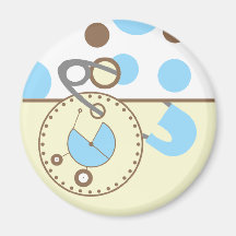 Baby Shower Magnet - Blue & Brown Polka Dot